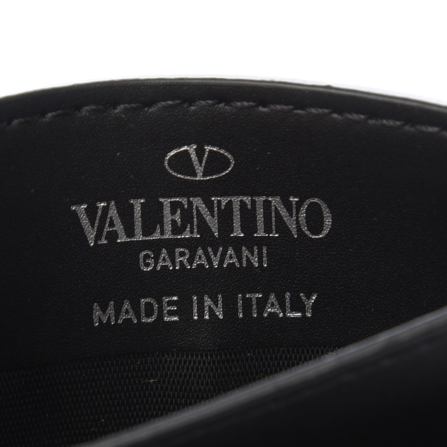 Valentino Garavani Calfskin VLTN Card Holder Black White 7 of 7