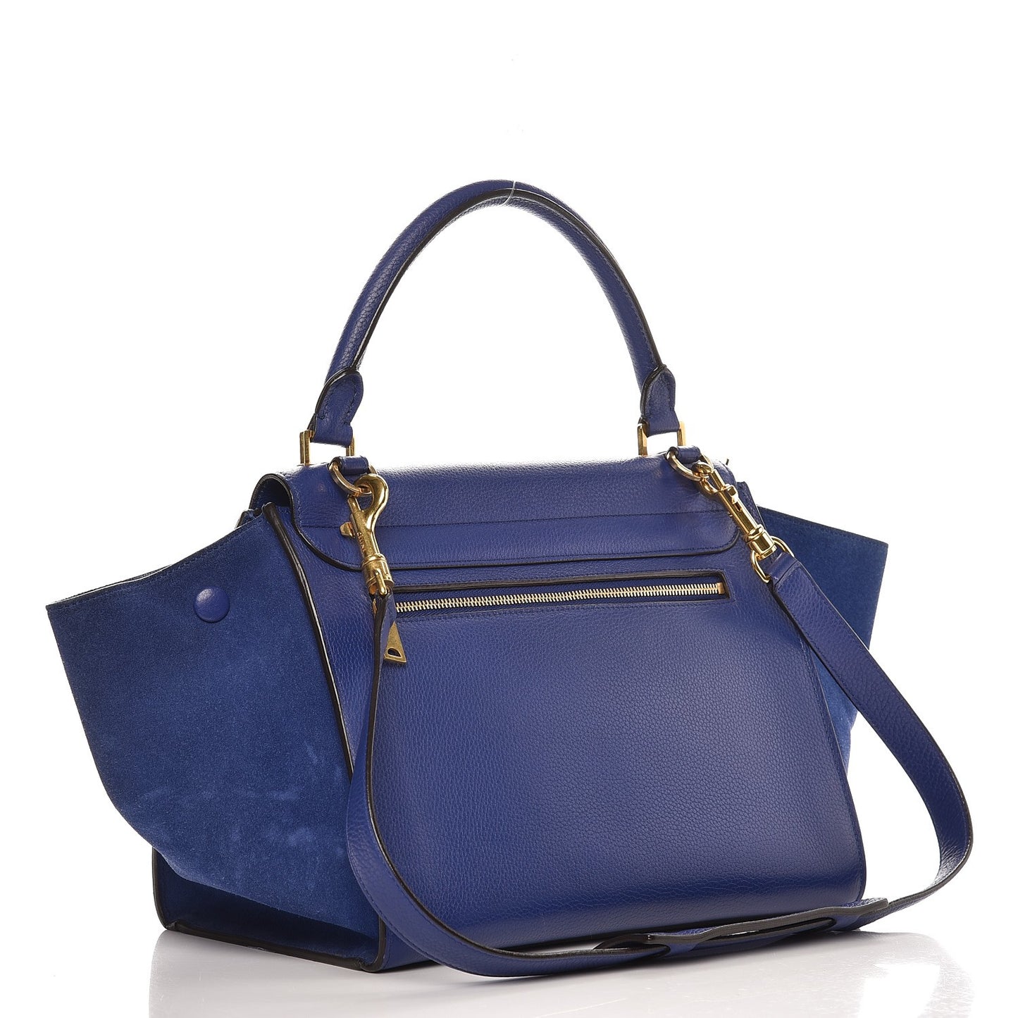 Drummed Calfskin Suede Small Trapeze Indigo