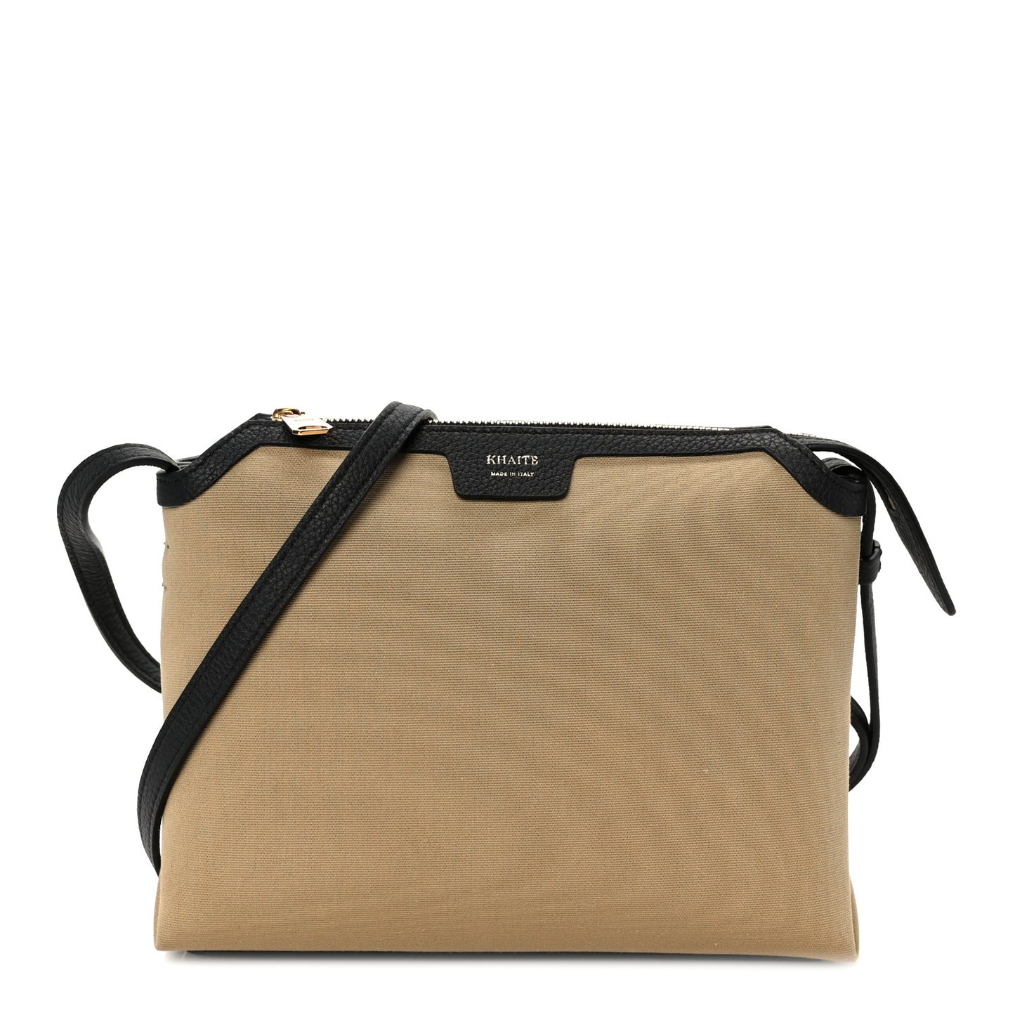 Canvas Calfskin Medium Lina Crossbody Bag Black Honey