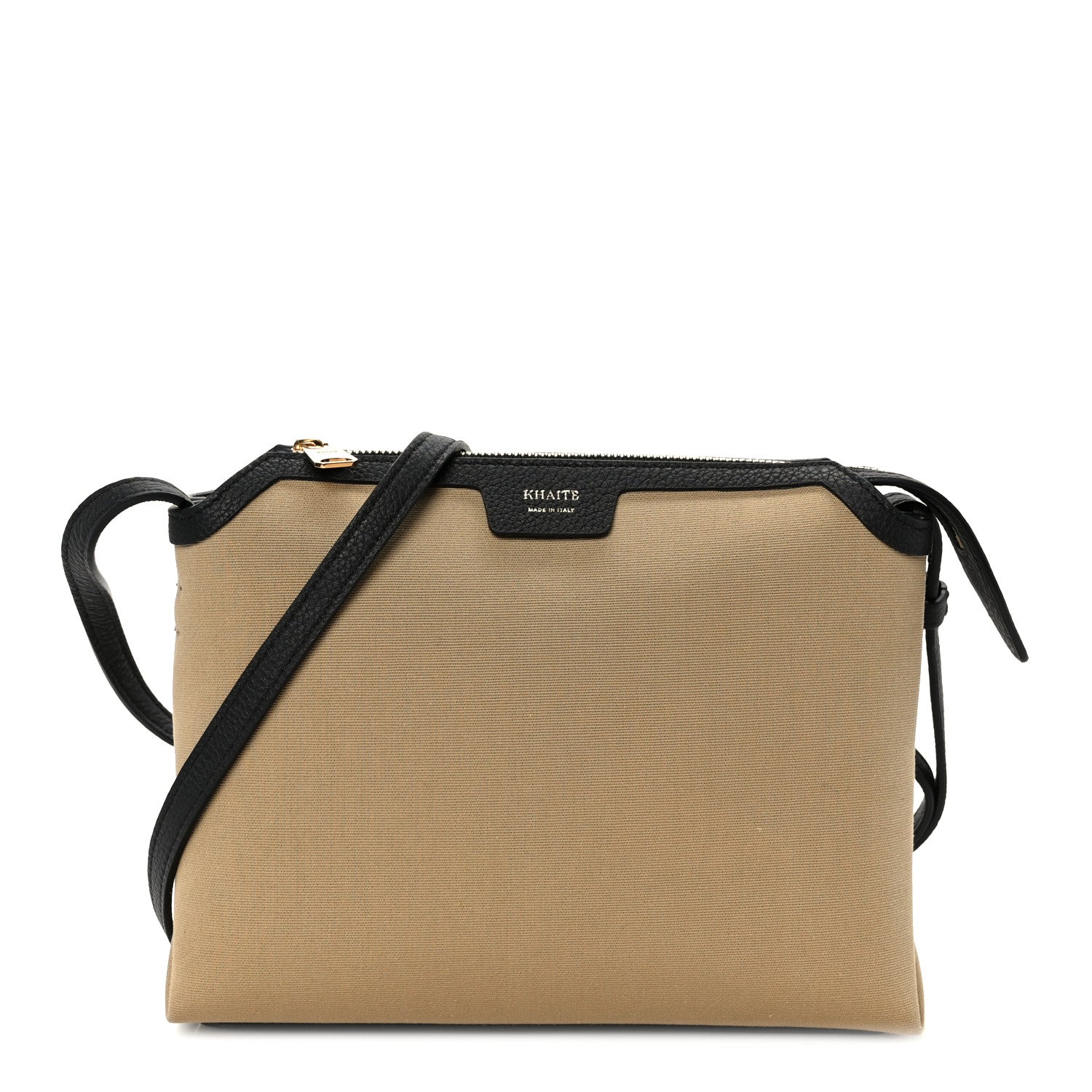 Khaite Canvas Calfskin Medium Lina Crossbody Bag Black Honey 1 of 9