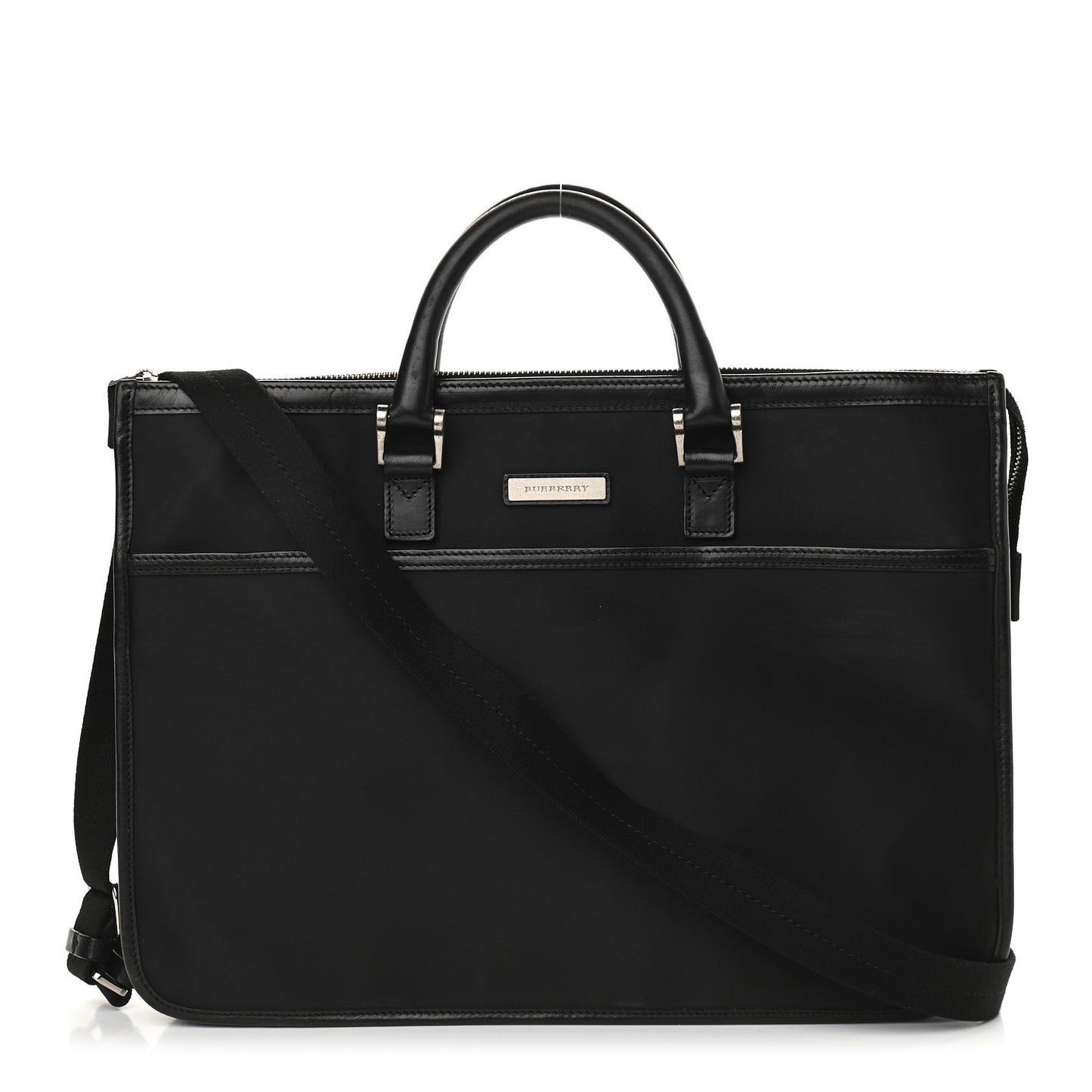 Nylon Calfskin Briefcase Black