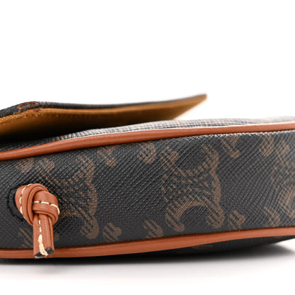 Celine Triomphe Canvas Mini Triangle Crossbody Bag Tan 9 of 11