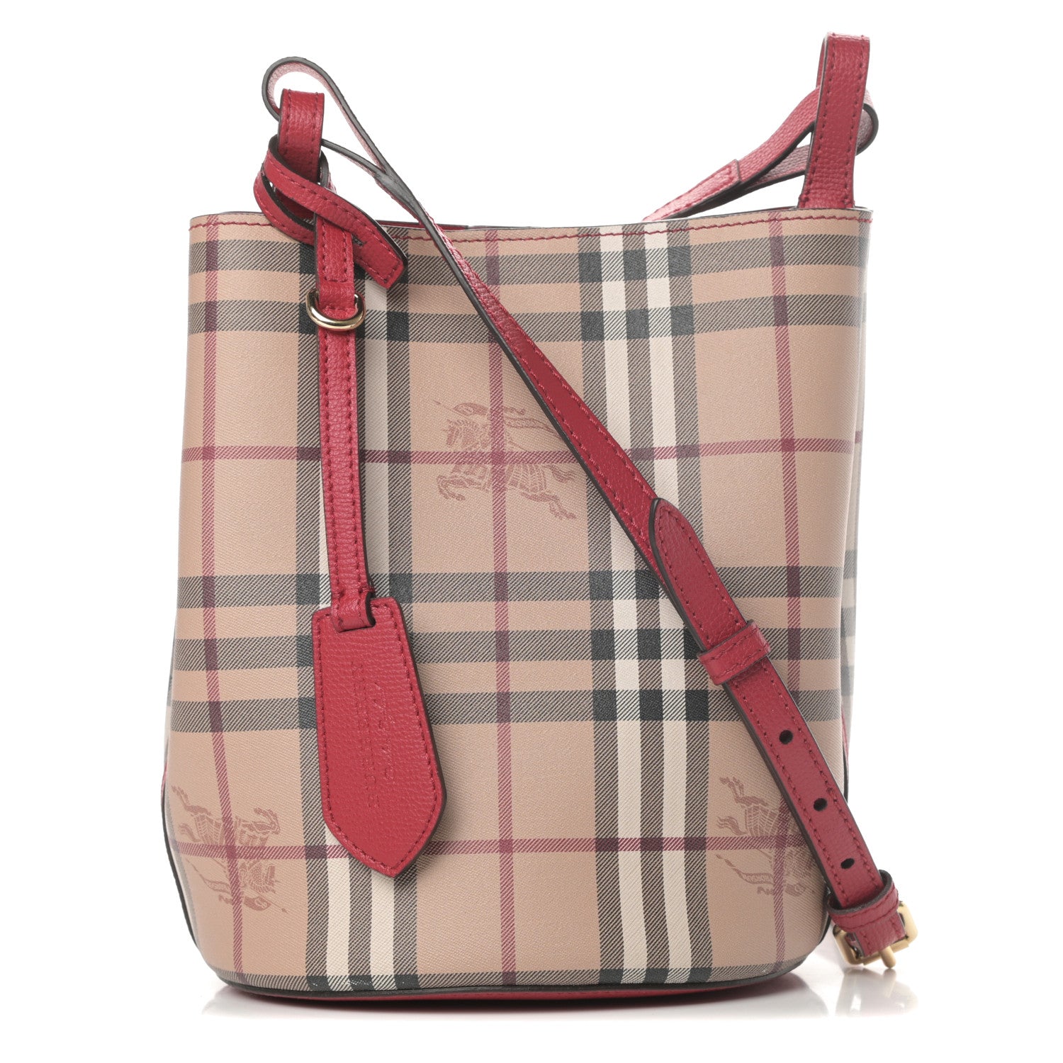 Burberry Haymarket Check Colours Small Lorne Bucket Crossbody Poppy Red 1 of 11