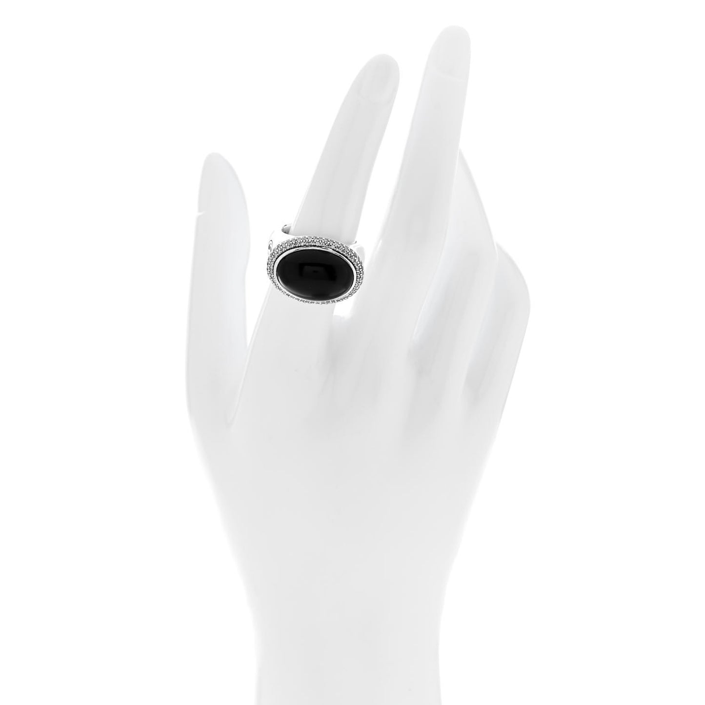 Sterling Silver Diamond Black Onyx Signature Oval Ring 54 7