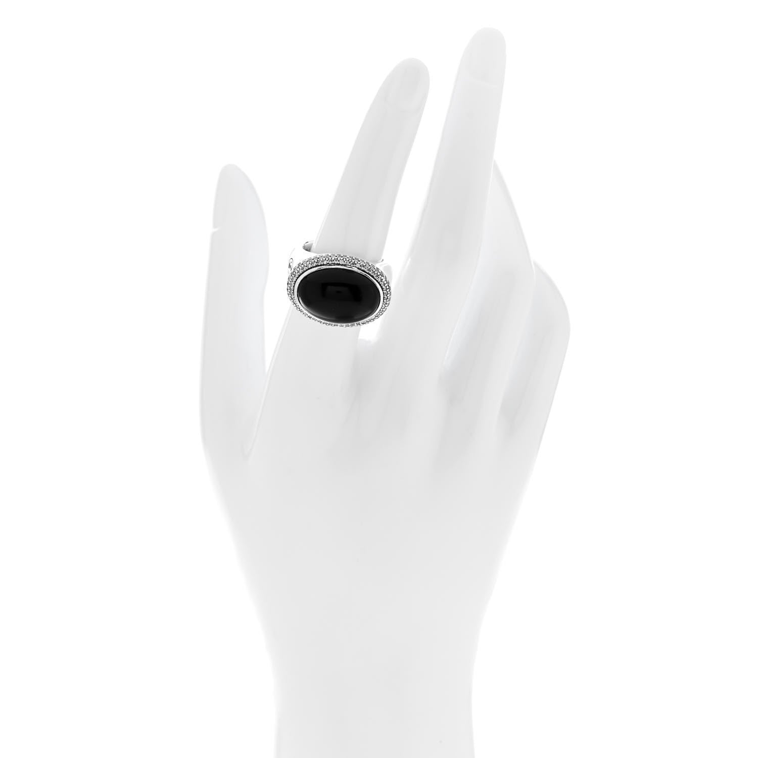 David Yurman Sterling Silver Diamond Black Onyx Signature Oval Ring 54 7 2 of 6