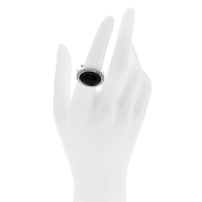 David Yurman Sterling Silver Diamond Black Onyx Signature Oval Ring 54 7 2 of 6