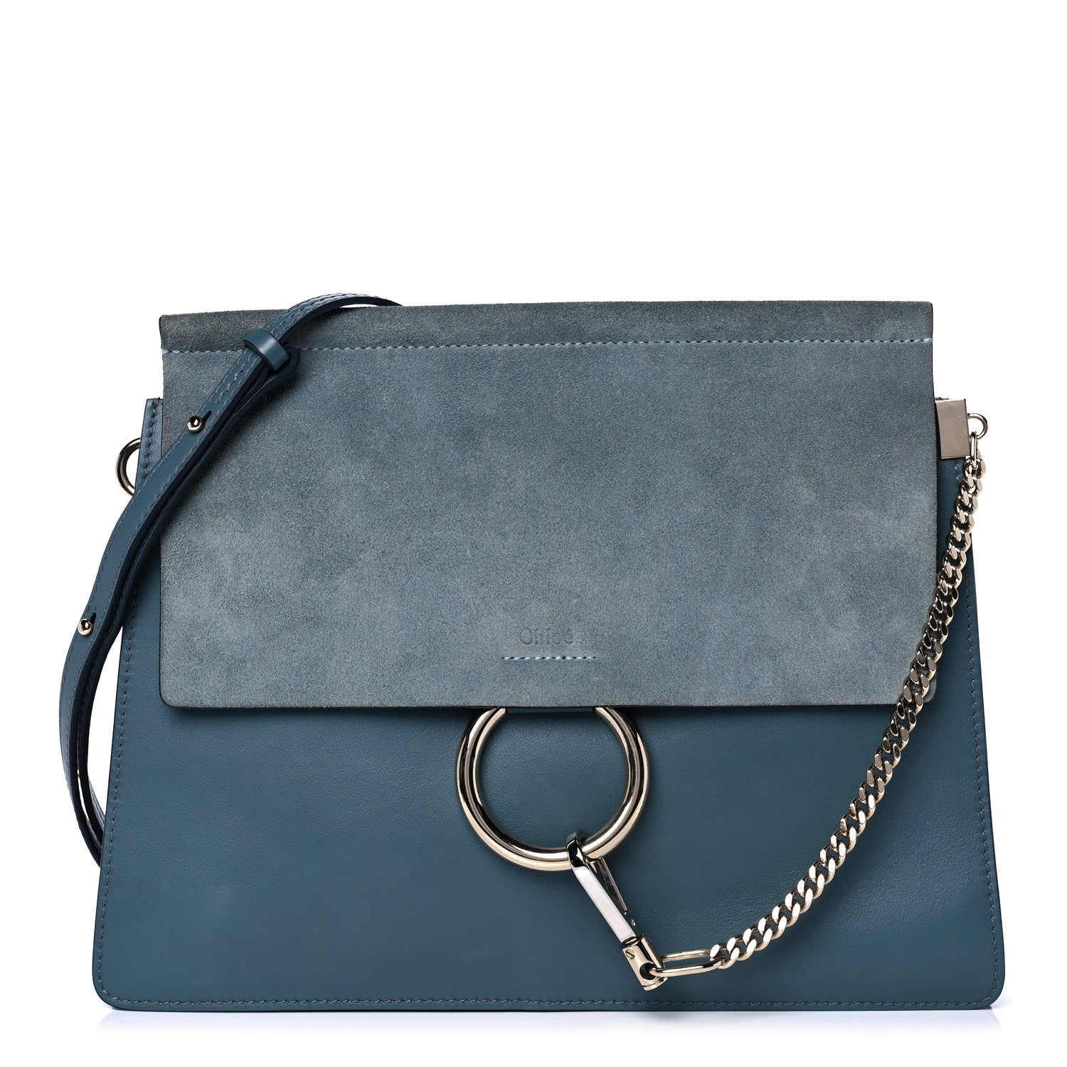 Chloe Suede Calfskin Medium Faye Shoulder Bag Cloudy Blue 1 of 10