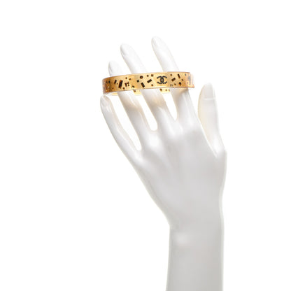 Chanel Lucite Crystal Baguette CC Bangle Beige 2 of 3