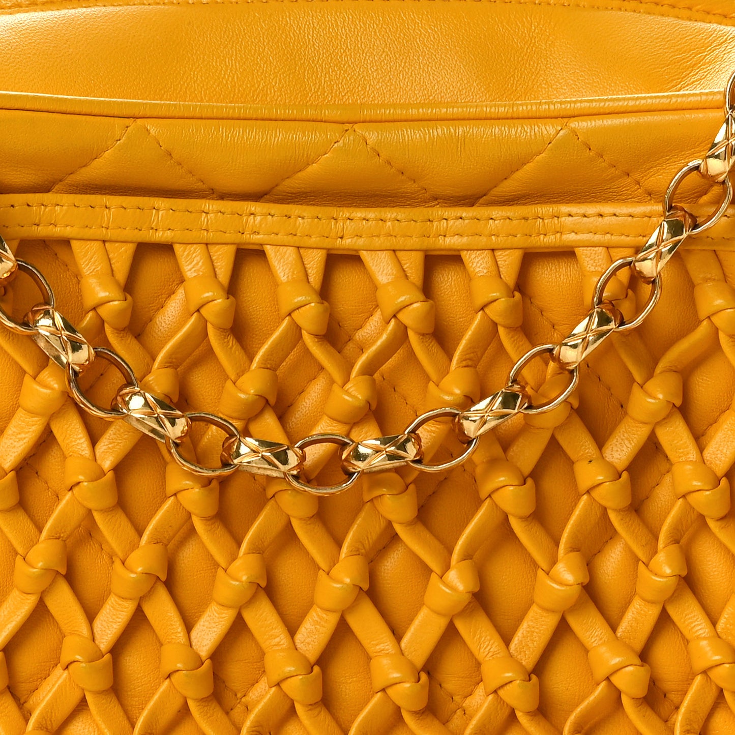 Lambskin Quilted Knot Camera Case Yellow