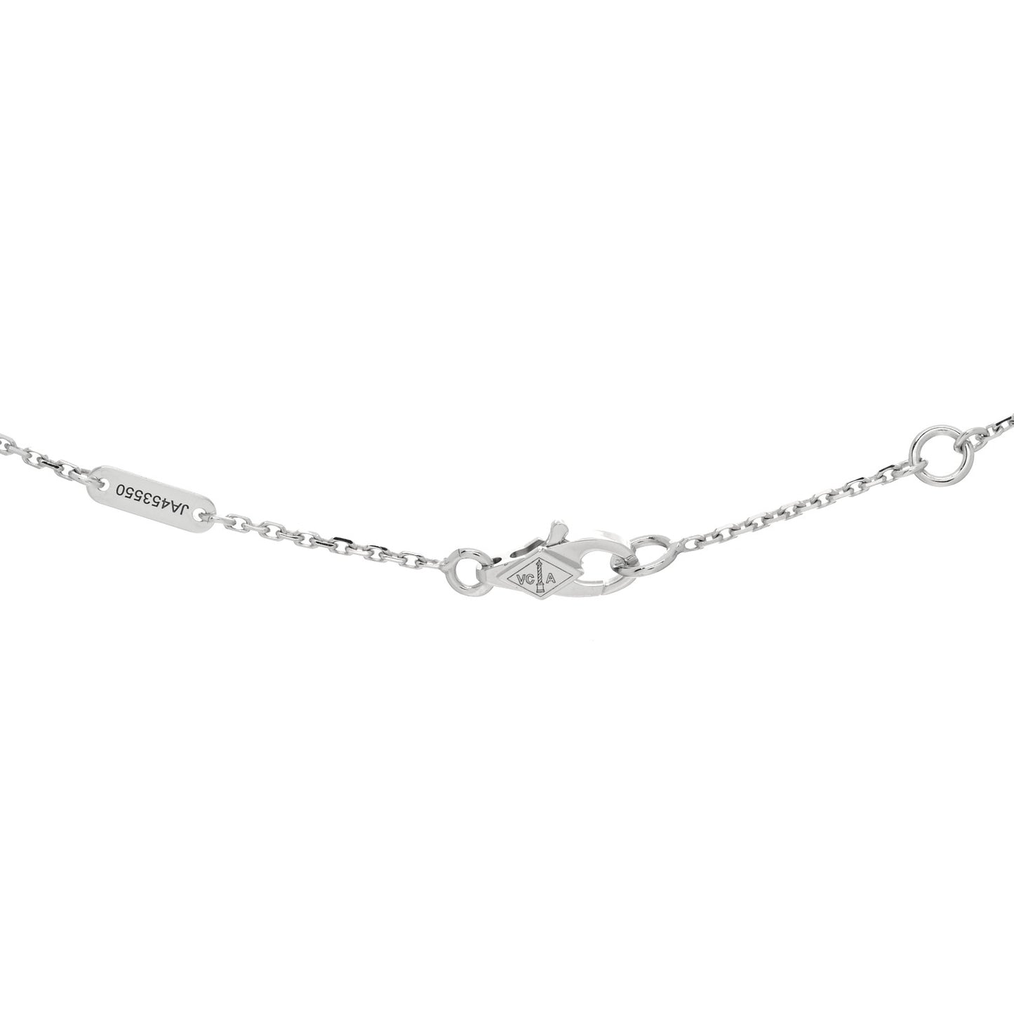 18K White Gold Diamond Sweet Alhambra Pendant Necklace