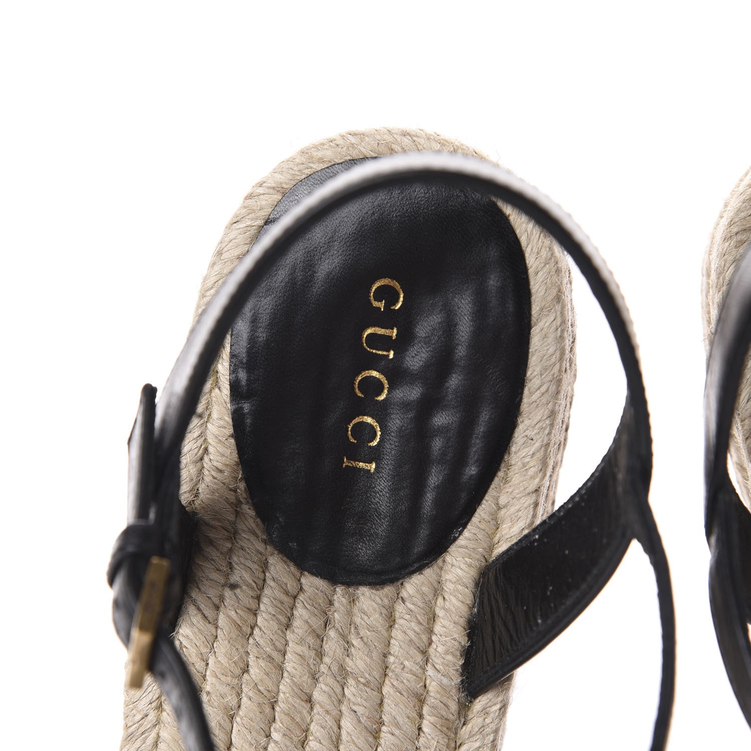 Gucci Cotton Malaga Kid Crochet Pearly GG Lilibeth Espadrille Platform Sandals 38 Black 8 of 14
