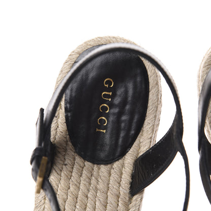 Gucci Cotton Malaga Kid Crochet Pearly GG Lilibeth Espadrille Platform Sandals 38 Black 8 of 14