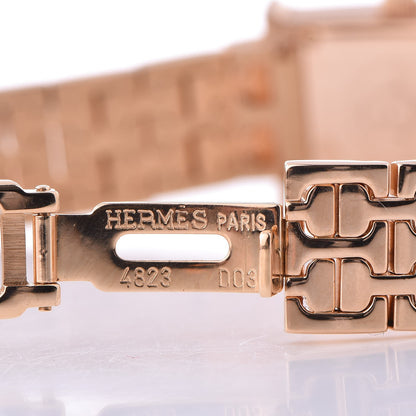 Hermes 18K Rose Gold Diamond Mother of Pearl 17.2mm Heure H Hour Quartz Watch 6 of 6