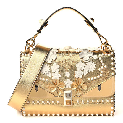 Fendi Metallic Calfskin Wonder Monster Kan I Shoulder Bag Gold 1 of 9