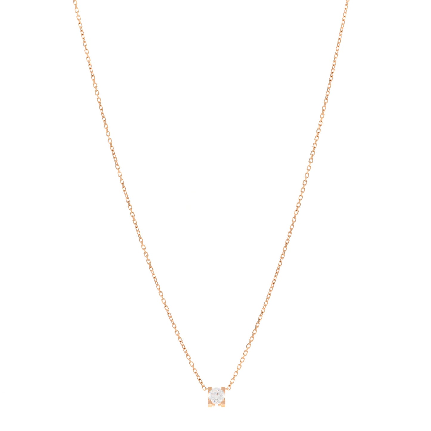18K Pink Gold Diamond .23ct C De Cartier Pendant Necklace