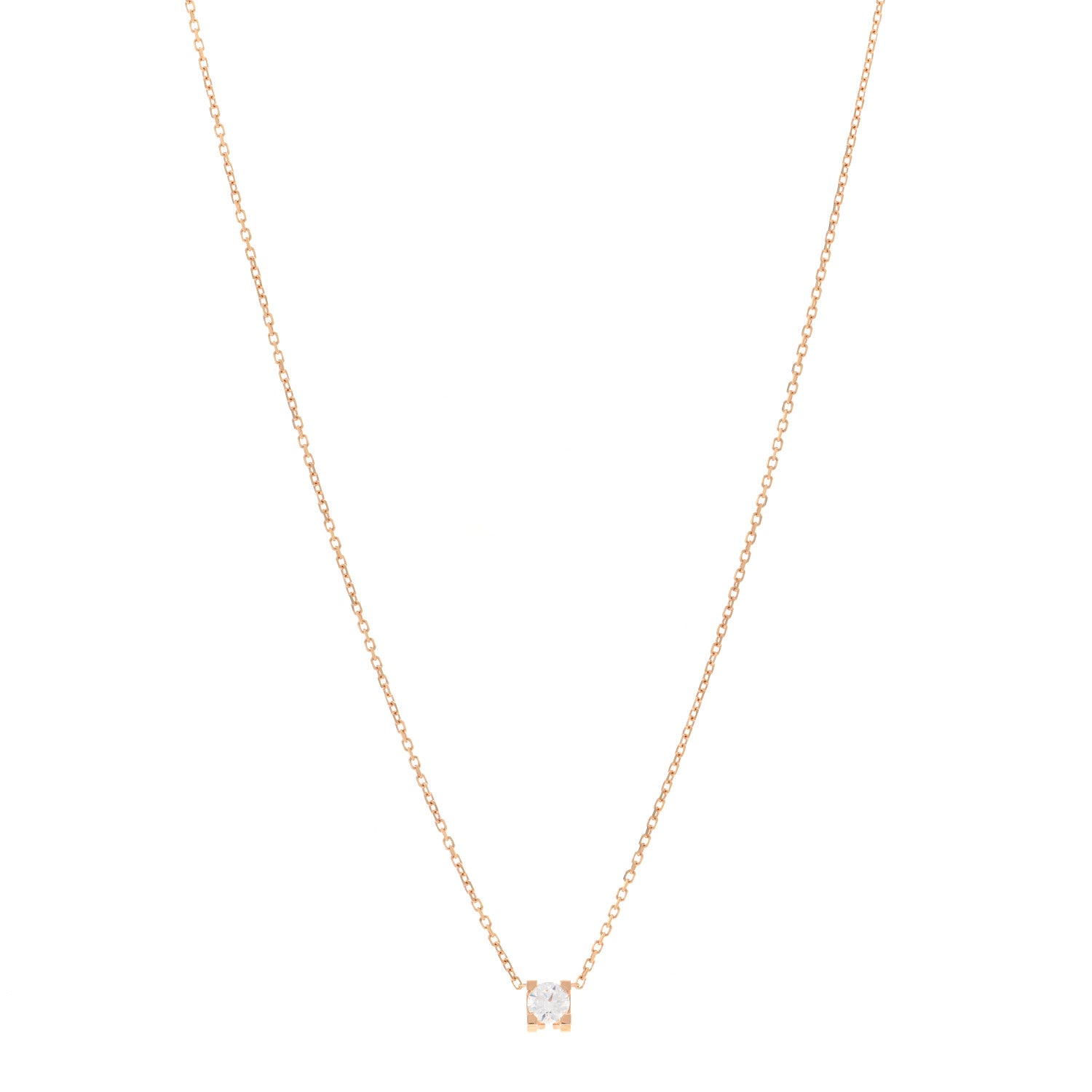 Cartier 18K Pink Gold Diamond .23ct C De Cartier Pendant Necklace 1 of 5