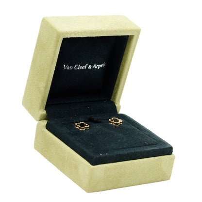 Van Cleef & Arpels 18K Yellow Gold Black Onyx Sweet Alhambra Earrings 5 of 5