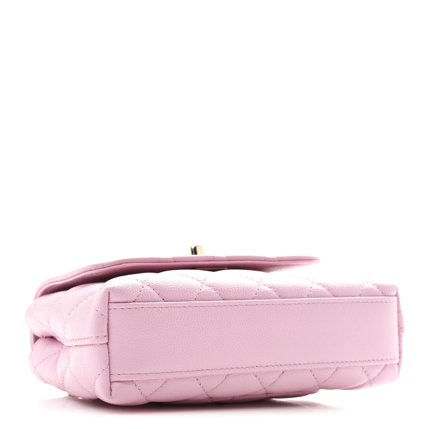 Caviar Quilted Coco Handle Clutch With Chain Pink