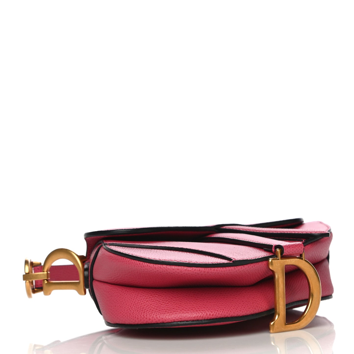 Grained Calfskin Mini Saddle Bag Pink