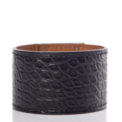 Hermes Matte Alligator Kelly Dog Cuff Black 3 of 6