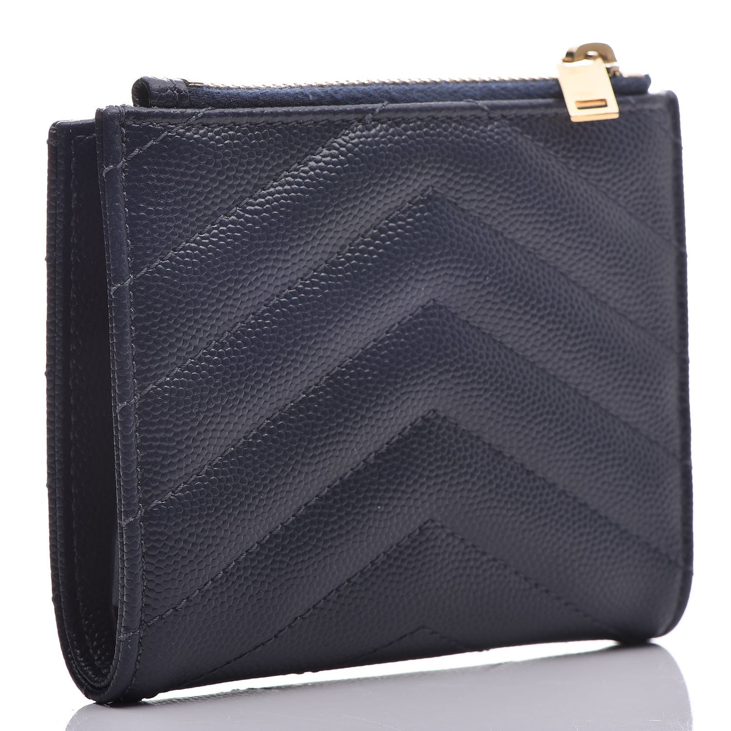 Grain De Poudre Matelasse Chevron Monogram Zipped Card Case Navy