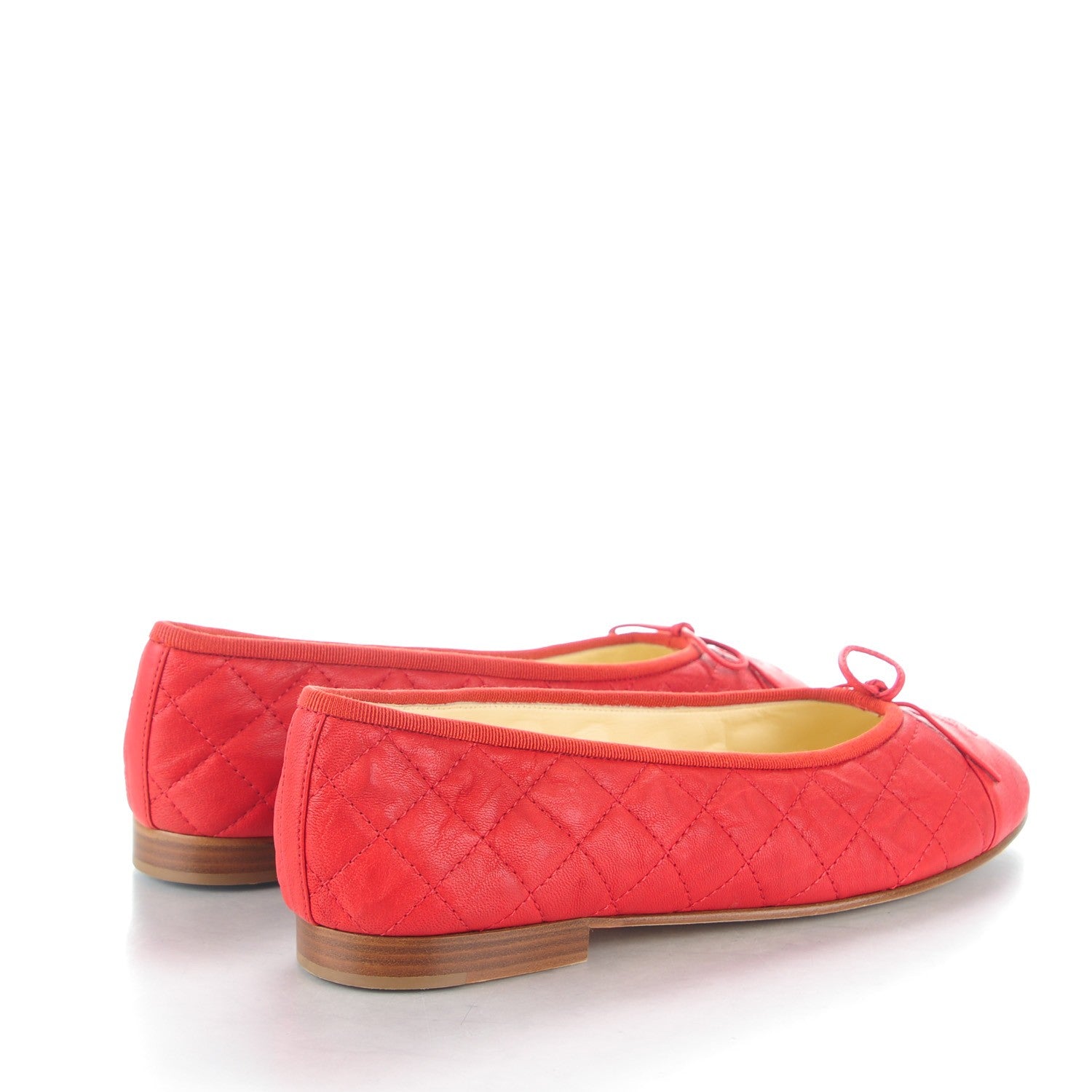 Chanel Lambskin Quilted CC Ballerina Flats 40.5 Red 4 of 8