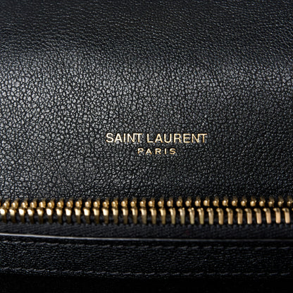 Saint Laurent Sheepskin Matelasse Chevron Monogram Medium College Bag Black 6 of 13