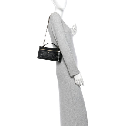 Chanel Calfskin Crocodile Embossed Crococo Exoticoco Long Vanity With Chain Black 2 of 12