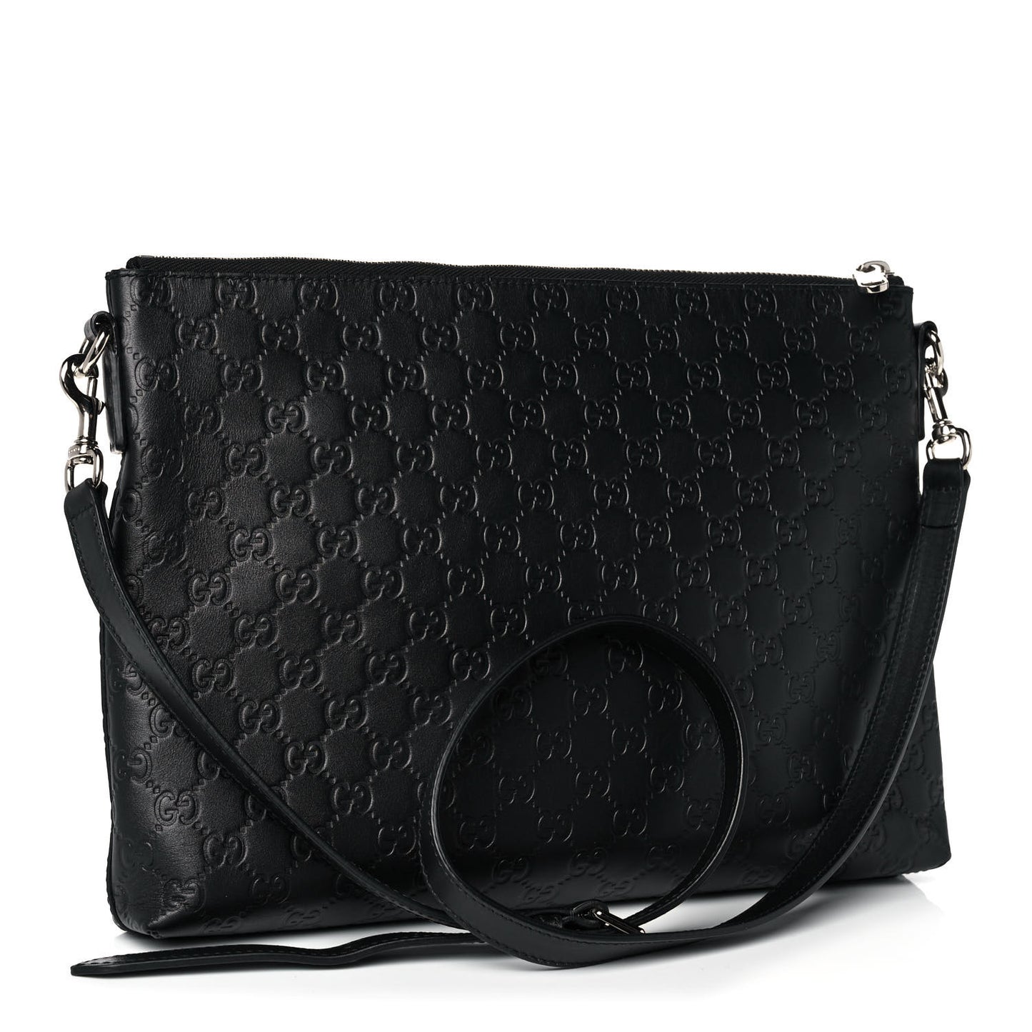 Guccissima Medium Flat Messenger Bag Black