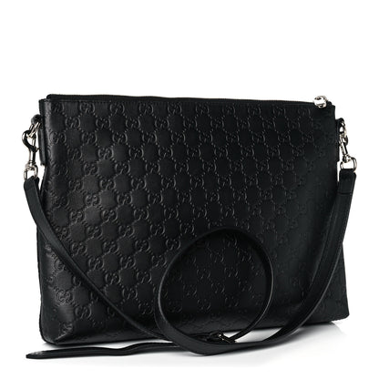 Gucci Guccissima Medium Flat Messenger Bag Black 3 of 15