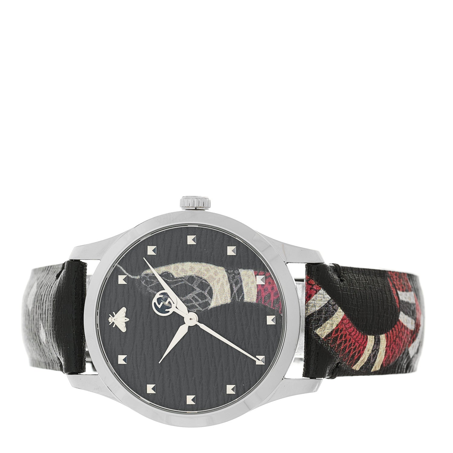 Gucci Stainless Steel Calfskin 38mm Le Marche Des Merveilles Snake Quartz Watch Black 2 of 4