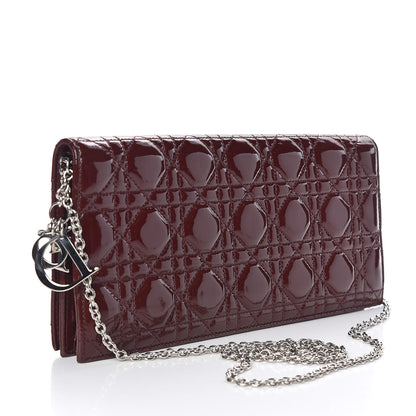 Christian Dior Patent Cannage Lady Dior Convertible Clutch Bordeaux 3 of 11