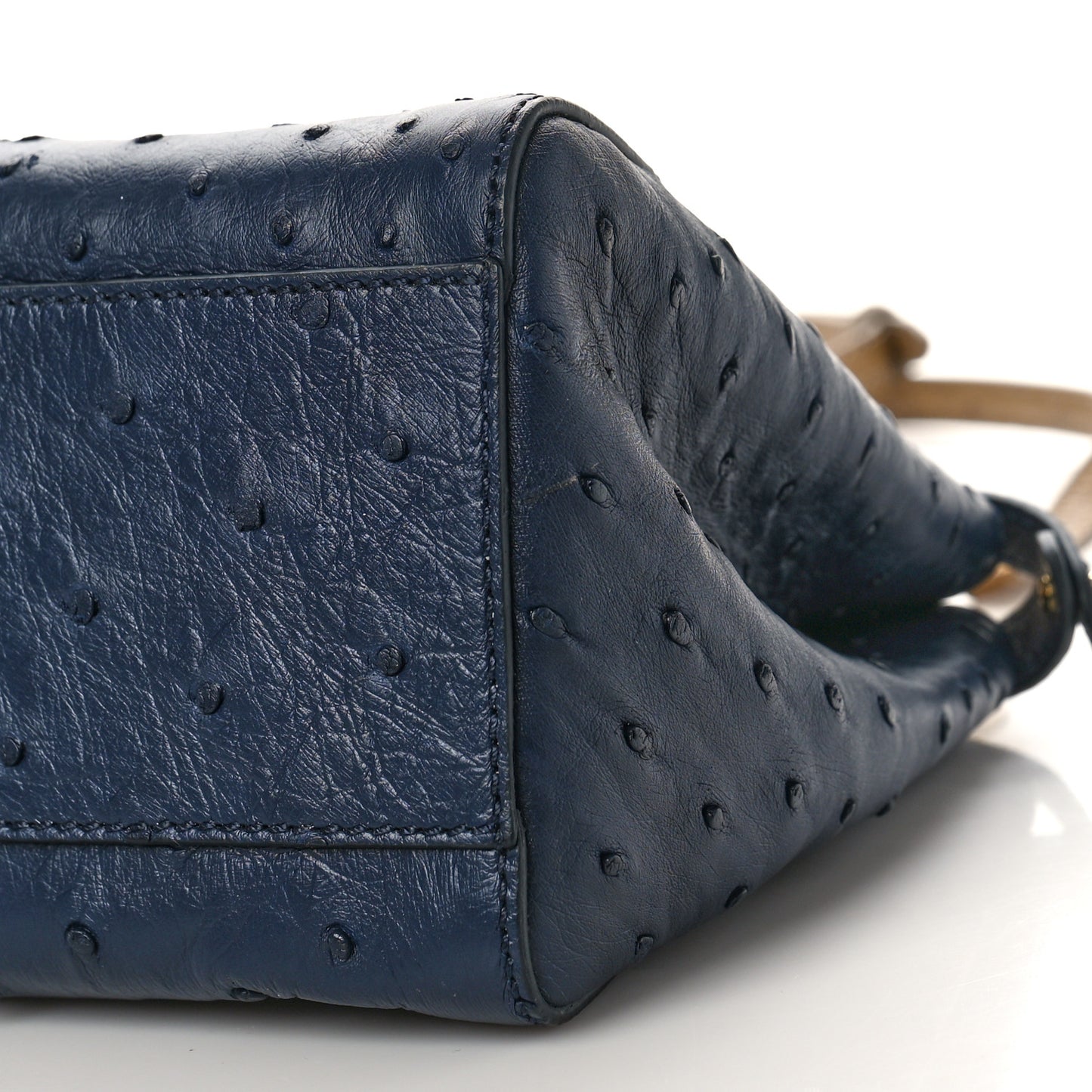 Ostrich Shiny Nappa Mini Peekaboo Iconic Satchel Blueberry Mud