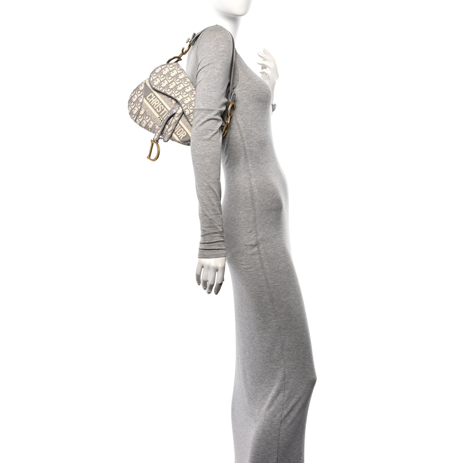 Christian Dior Oblique Embroidered Saddle Bag Gray 2 of 10