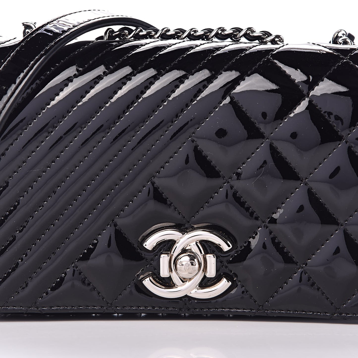 Patent Quilted Small Coco Boy Flap Black