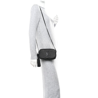 Saint Laurent Grain De Poudre Matelasse Monochrome Monogram Mini Lou Camera Bag Black 2 of 13