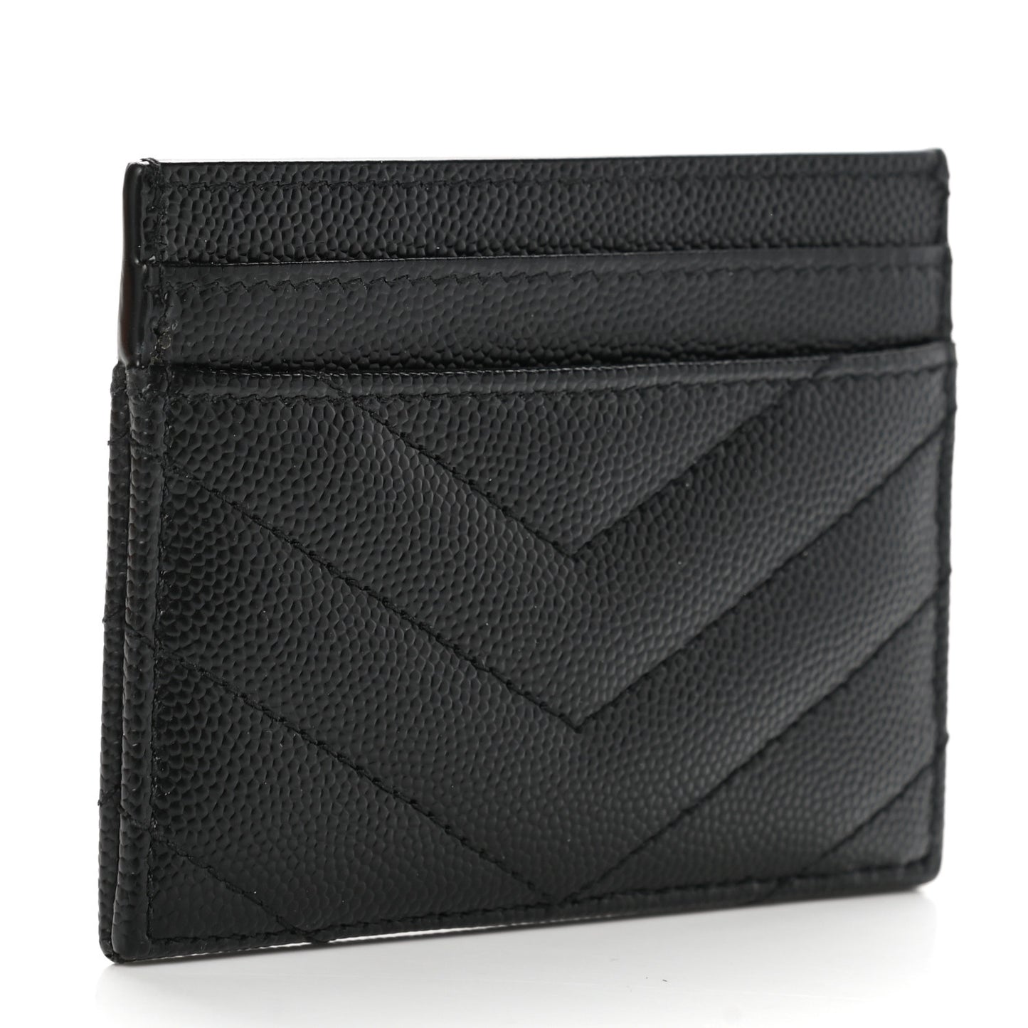 Grain De Poudre Matelasse Chevron Monogram Credit Card Case Black