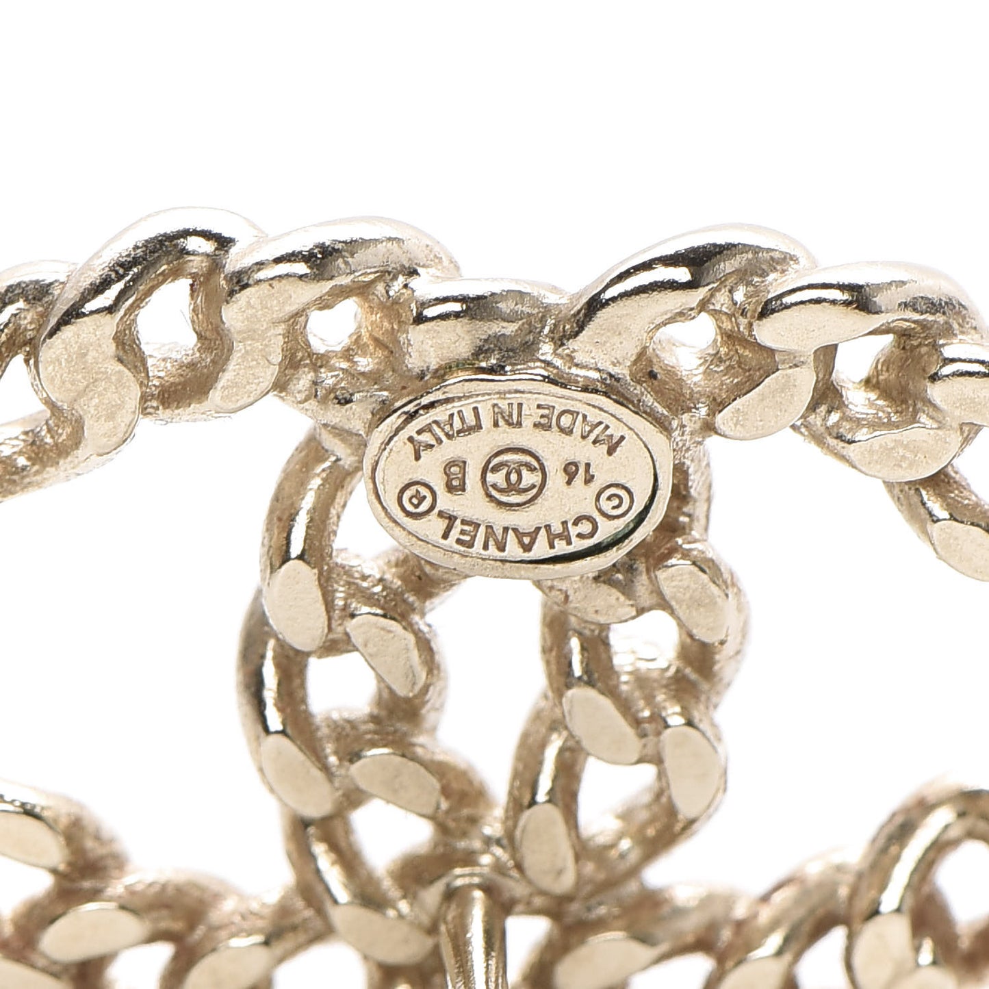 Metal Chain Link CC Earrings Gold