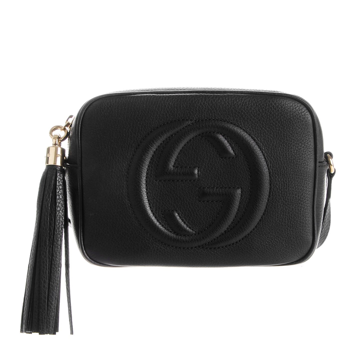Pebbled Calfskin Small Soho Disco Bag Black