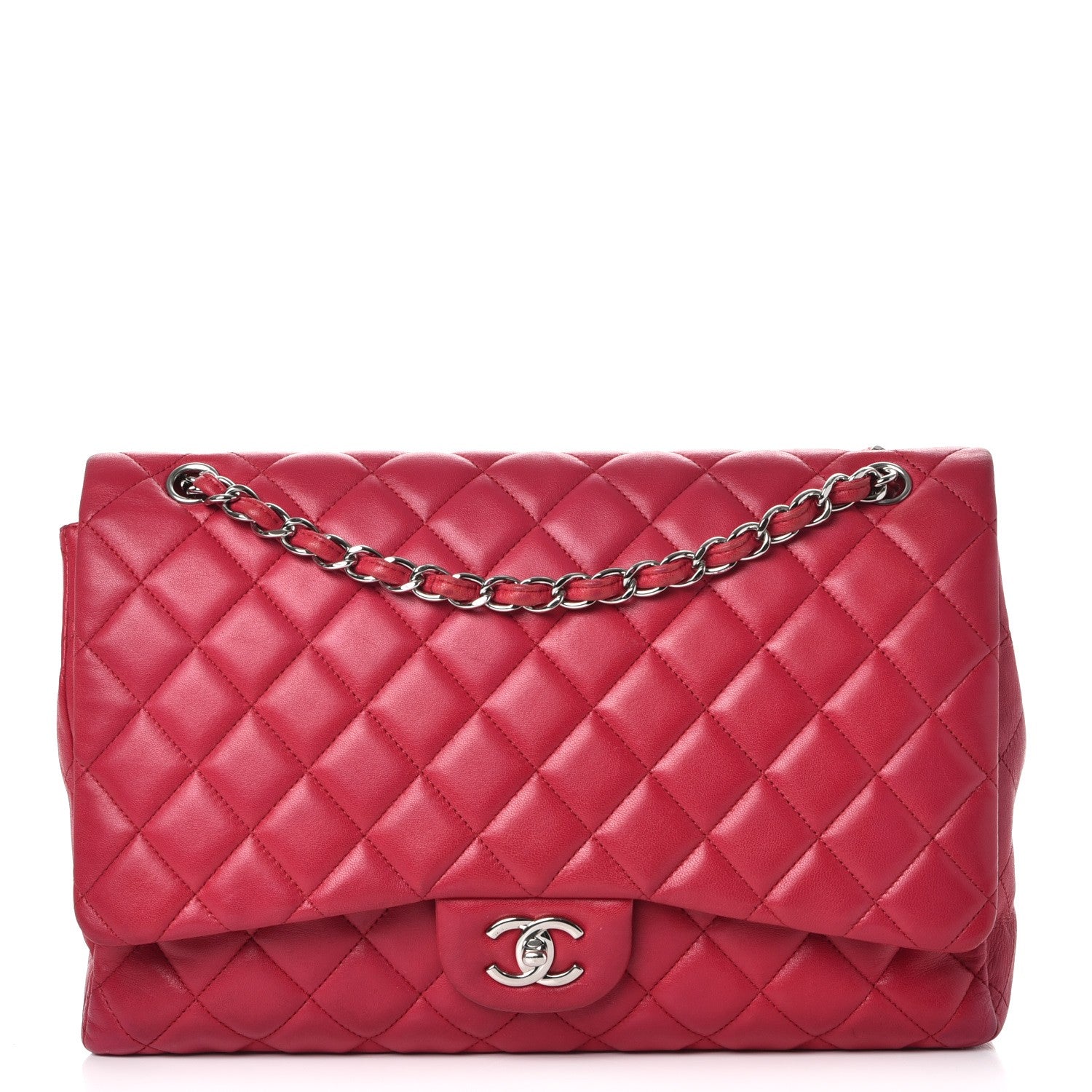 Chanel Lambskin Quilted Maxi Single Flap Fuchsia 1 of 11
