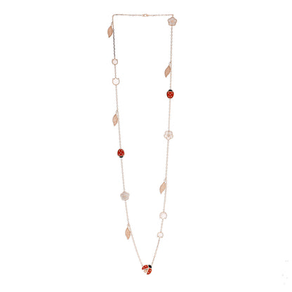 Van Cleef & Arpels 18K Rose Gold Mother of Pearl Carnelian Onyx 15 Motifs Lucky Spring Long Necklace 3 of 5