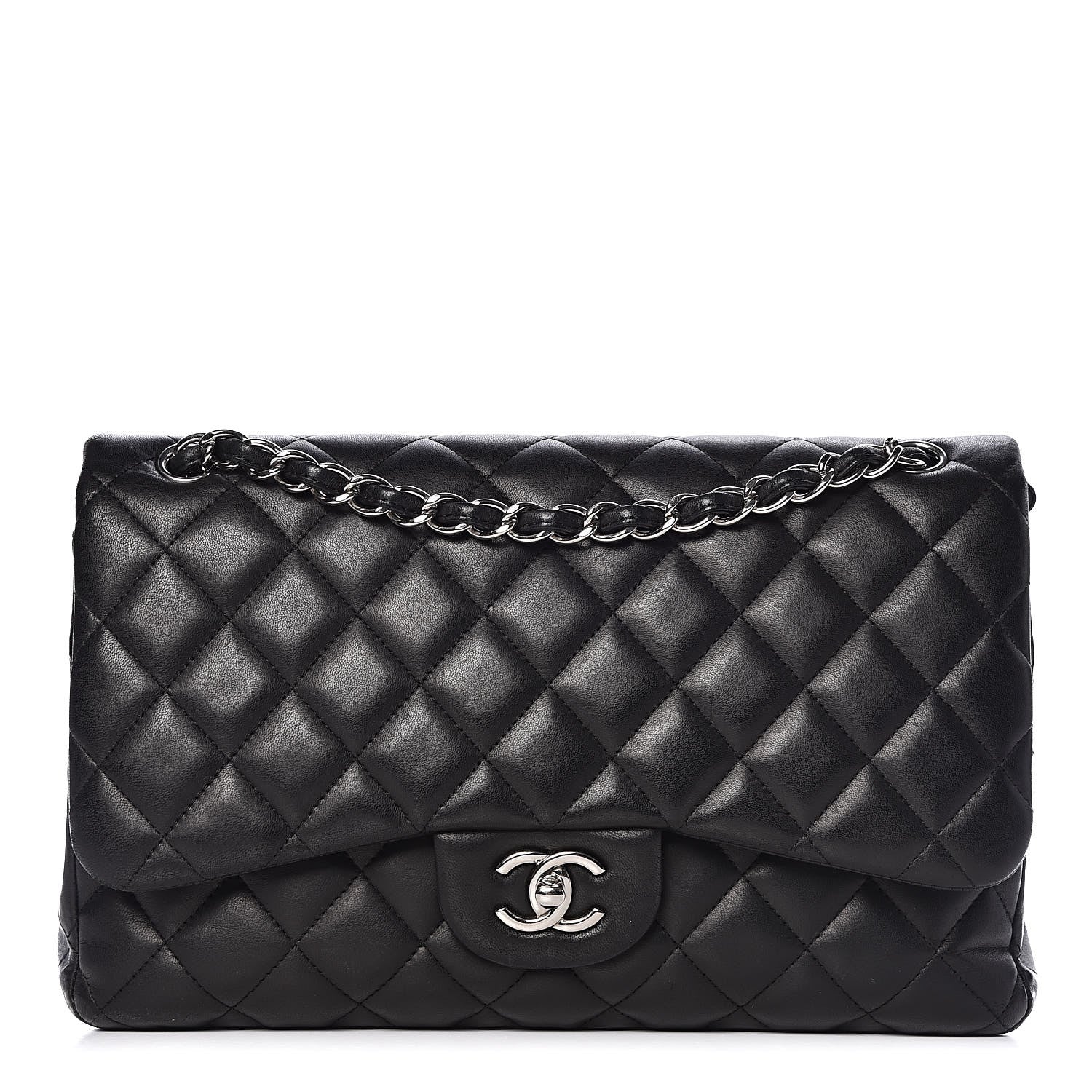 Chanel Lambskin Quilted Jumbo Double Flap Black 1 of 13