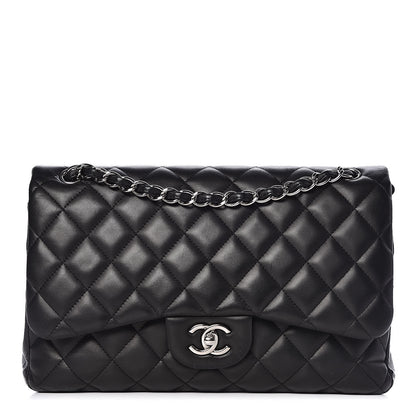 Chanel Lambskin Quilted Jumbo Double Flap Black 1 of 13