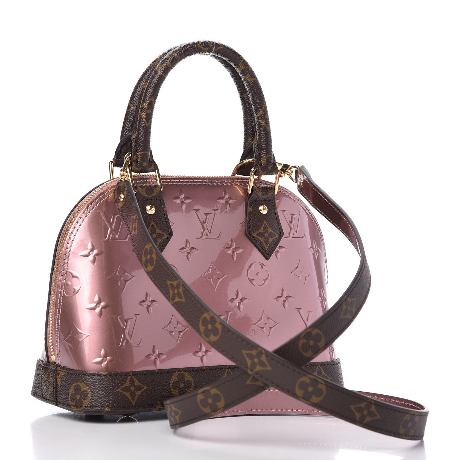 Louis Vuitton Vernis Monogram Alma BB Rose Pale Metallise 3 of 9