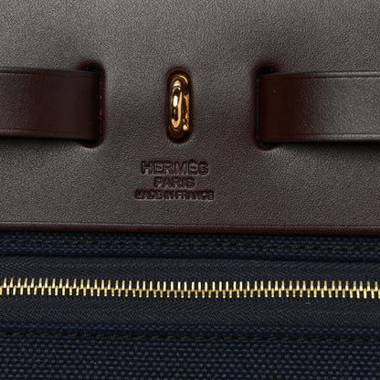 Hermes Toile Militaire Vache Hunter Herbag Zip Retourne 31 PM Rouge Sellier Bleu Marine 7 of 9