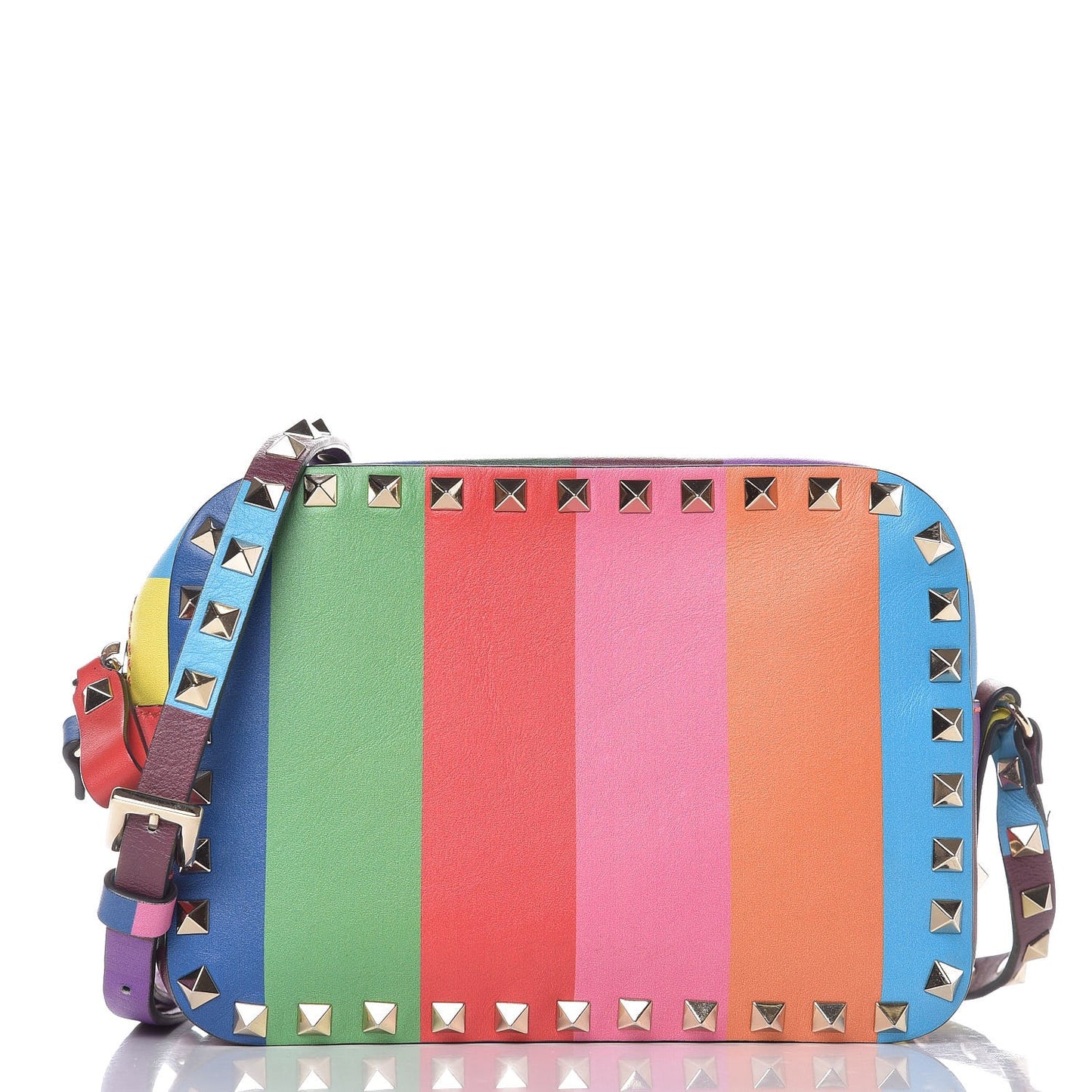 Vitello 1973 Rockstud Camera Crossbody Bag Multicolor