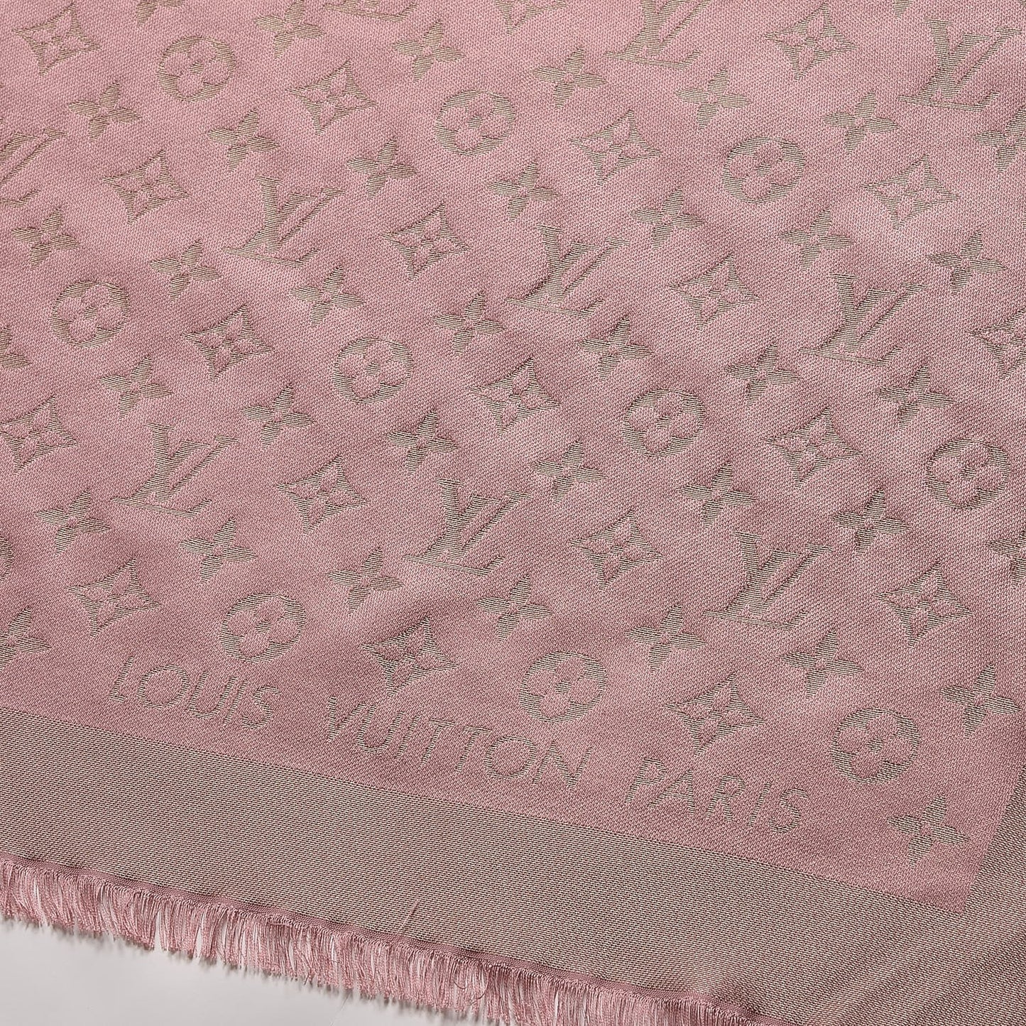 Silk Wool Monogram Shine Shawl Pink