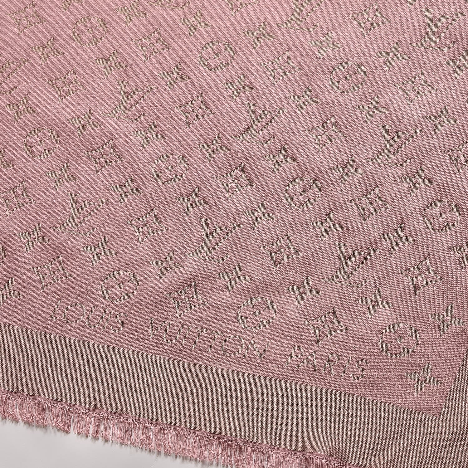 Louis Vuitton Silk Wool Monogram Shine Shawl Pink 3 of 6