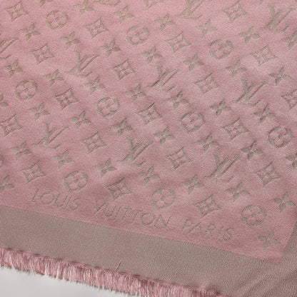 Louis Vuitton Silk Wool Monogram Shine Shawl Pink 3 of 6