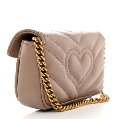 Gucci Calfskin Matelasse Heart GG Marmont 2.0 Coin Purse On A Chain Porcelain Rose 3 of 7